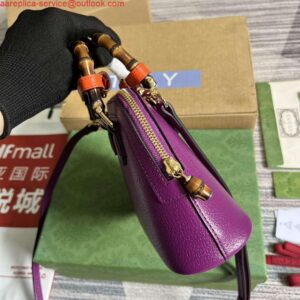 Replica Gucci 715775 Gucci Diana Mini Tote Bag Purple leather 2