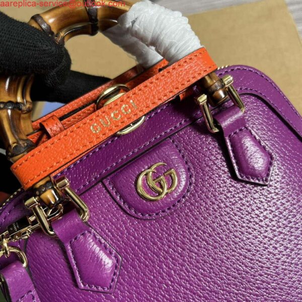 Replica Gucci 715775 Gucci Diana Mini Tote Bag Purple leather 6