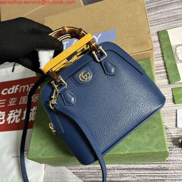 Replica Gucci 715775 Gucci Diana Mini Tote Bag Royal blue leather 5