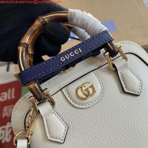 Replica Gucci 715775 Gucci Diana Mini Tote Bag White leather 6