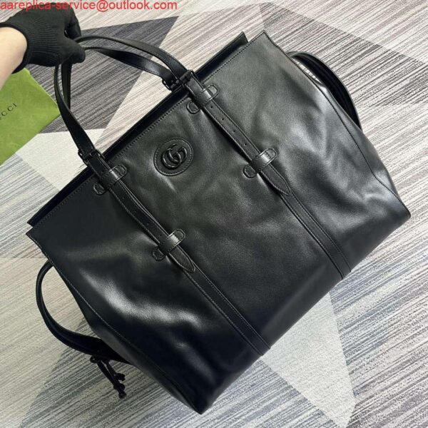 Replica Gucci 725683 Large Tote Bag With Tonal Double G Black 5