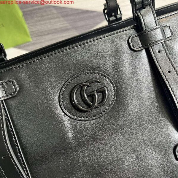 Replica Gucci 725683 Large Tote Bag With Tonal Double G Black 6