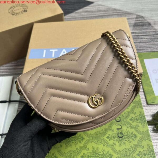 Replica Gucci 746431 GG Marmont Matelassé Chain Mini Bag Milk tea 5