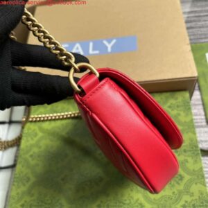 Replica Gucci 746431 GG Marmont Matelassé Chain Mini Bag Red 2