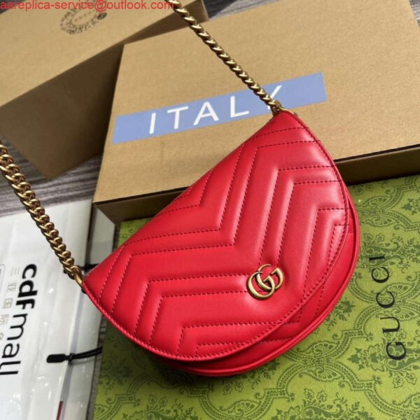 Replica Gucci 746431 GG Marmont Matelassé Chain Mini Bag Red 5