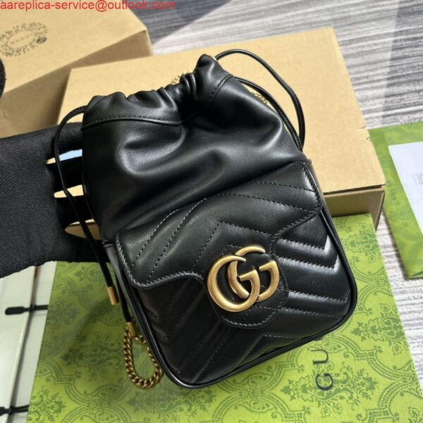 Replica Gucci 746433 GG Marmont Mini Bucket Bag Black 5