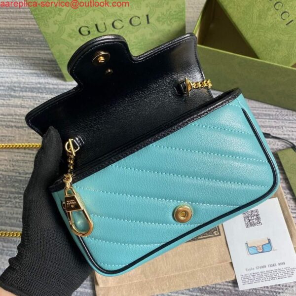 Replica Gucci GG Marmont mini bag 574969 Blue and Apricot 8