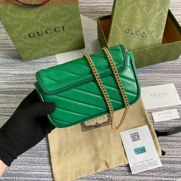 Replica Gucci GG Marmont super mini bag 574969 Green 3