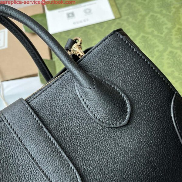 Replica Gucci 727810 Jackie 1961 small natural grain tote in black leather 6