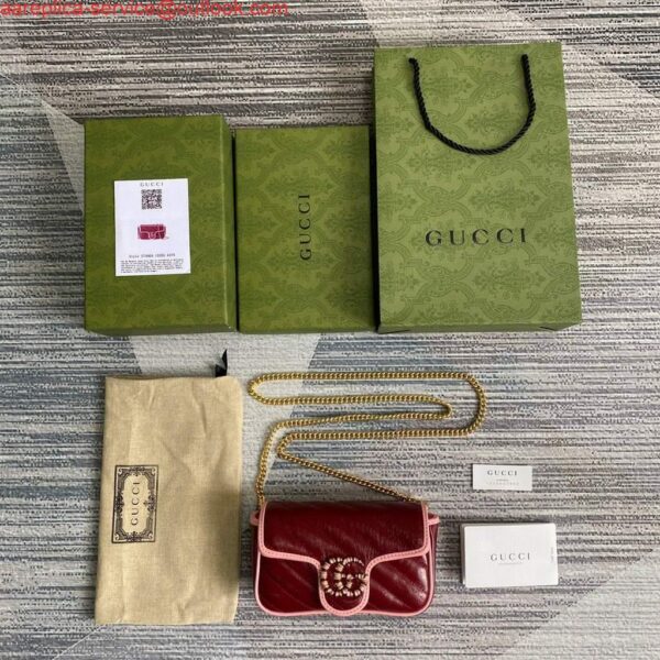 Replica Gucci GG Marmont super mini bag 574969 Wine Red 10