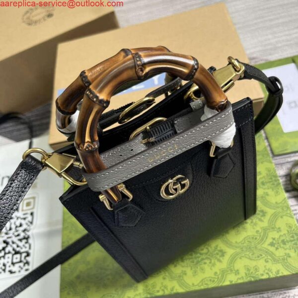 Replica Gucci 739079 Diana Mini Tote Bag Black Leather 7