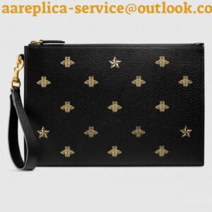 Replica Gucci Bee Star Leather Portfolio Pouch