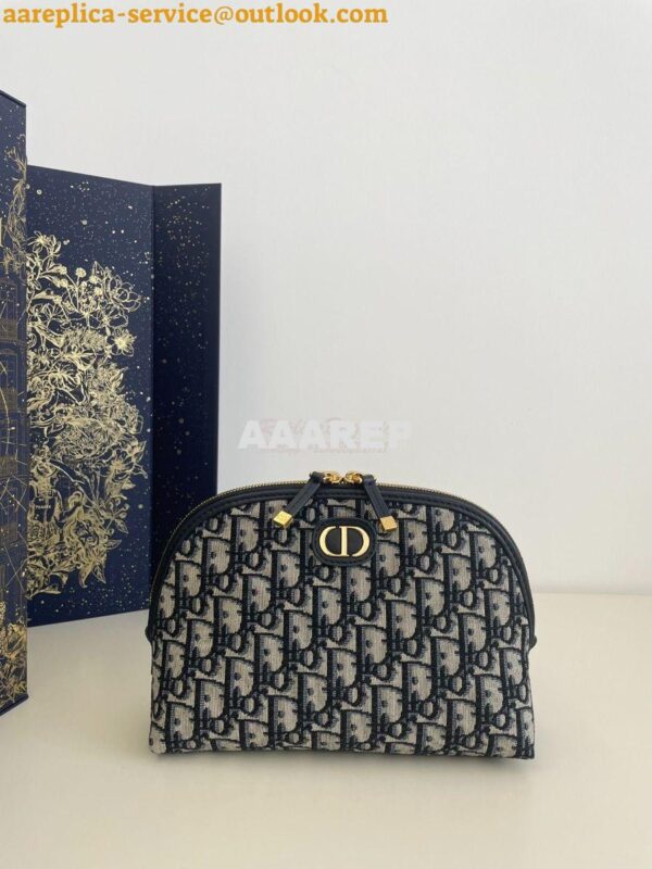 Replica Dior 30 Montaigne Beauty Pouch Blue Oblique Jacquard S2124UT 3