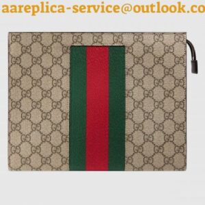 Replica Gucci Beige GG Supreme Web Portfolio Pouch