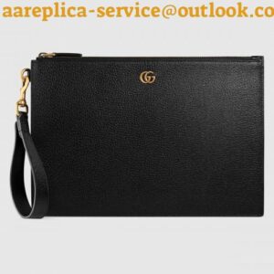 Replica Gucci Black GG Marmont Leather Portfolio Pouch