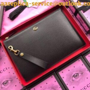 Replica Gucci Black GG Marmont Leather Portfolio Pouch 2