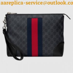 Replica Gucci Black GG Supreme Web Portfolio Pouch