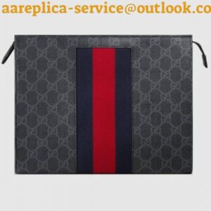 Replica Gucci Black GG Supreme Web Portfolio Pouch