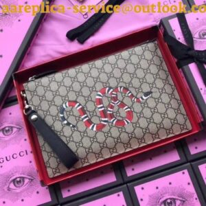 Replica Gucci Kingsnake Print GG Supreme Portfolio Pouch 2