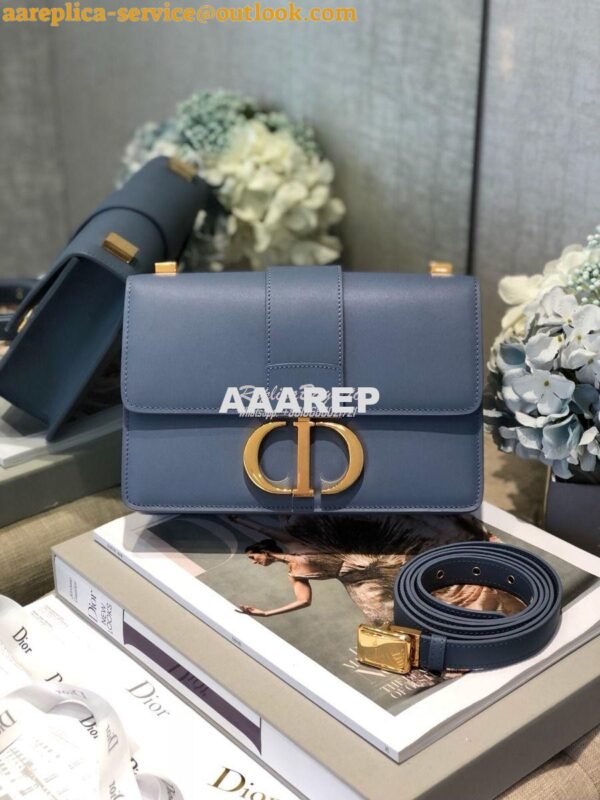 Replica Dior 30 Montaigne Calfskin Bag in Denim Blue 3