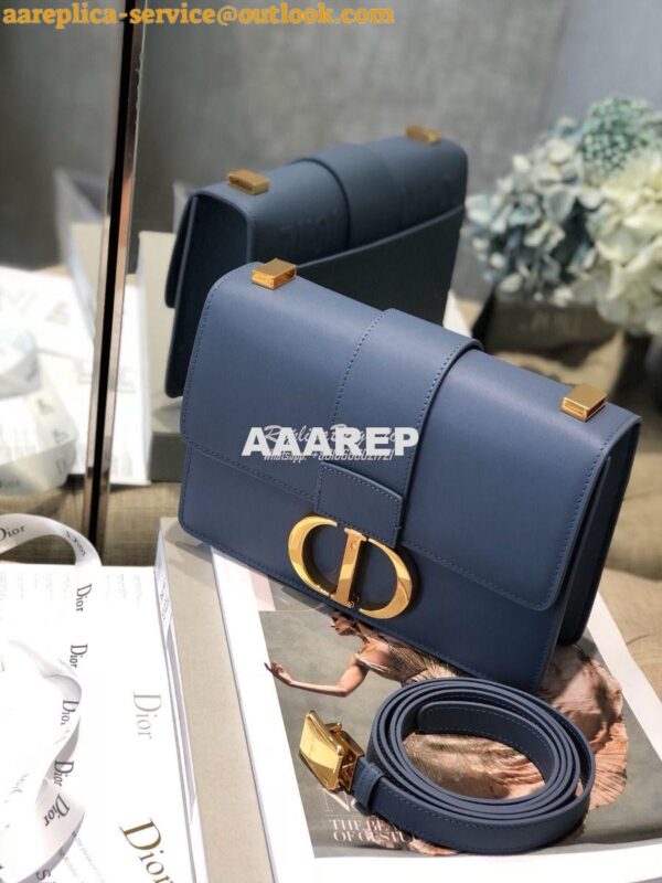 Replica Dior 30 Montaigne Calfskin Bag in Denim Blue 7