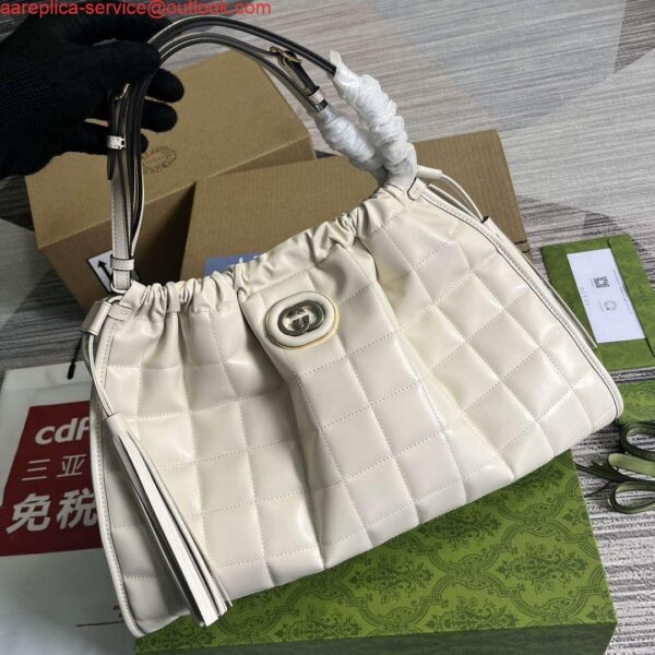 Replica Gucci 746210 Gucci Deco Medium Tote Bag White 3