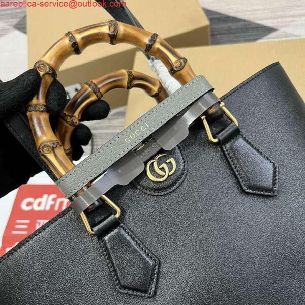 Replica Gucci 750394 Gucci Diana Medium Tote Bag Black leather 4