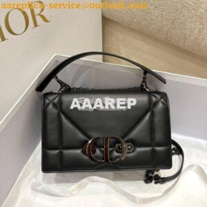 Replica Dior 30 Montaigne Chain Bag With Handle in Black Maxicannage L