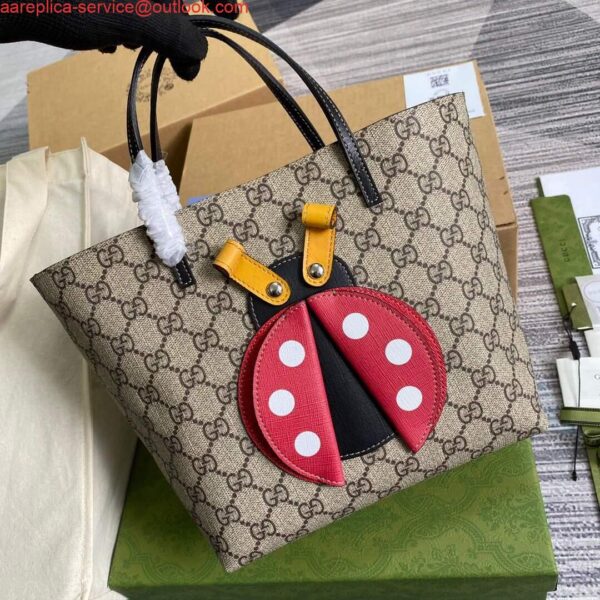 Replica Gucci 666288 Ladybug Tote Bag Brown 5