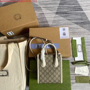 Replica Gucci 671623 Mini Tote Bag With Lnterlocking G White