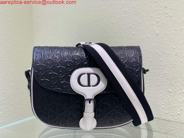 Replica Dior Bobby Bag Medium Perforated M9319 Black calfskin with Dior Oblique motif 3