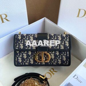 Replica Dior 30 Montaigne East-west Bag With Chain Blue Oblique Jacqua