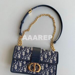 Replica Dior 30 Montaigne East-west Bag With Chain Blue Oblique Jacqua 2