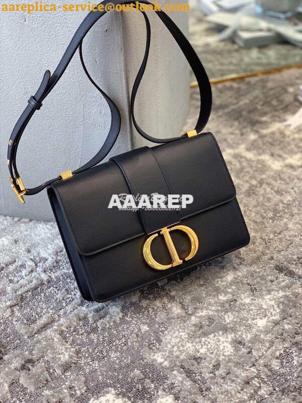 Replica Dior 30 Montaigne Grained Calfskin Bag in Black