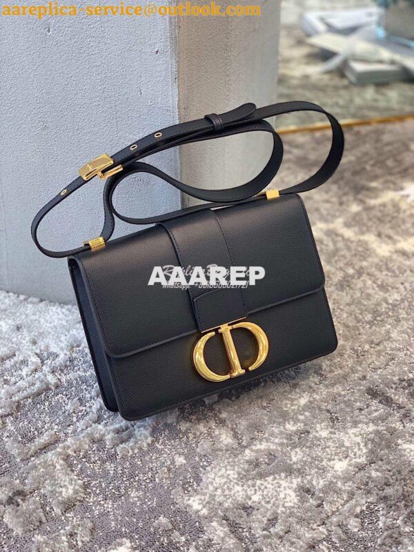 Replica Dior 30 Montaigne Grained Calfskin Bag in Black 2