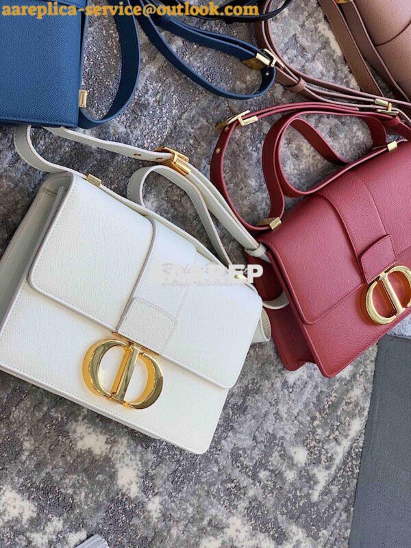 Replica Dior 30 Montaigne Grained Calfskin Bag in White 3