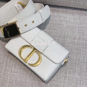 Replica Dior 30 Montaigne Lambskin Box Bag M9204 in White 2