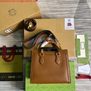 Replica Gucci 702721 Diana Small Tote Bag Brown leather