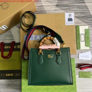 Replica Gucci 702721 Diana Small Tote Bag Green leather 2