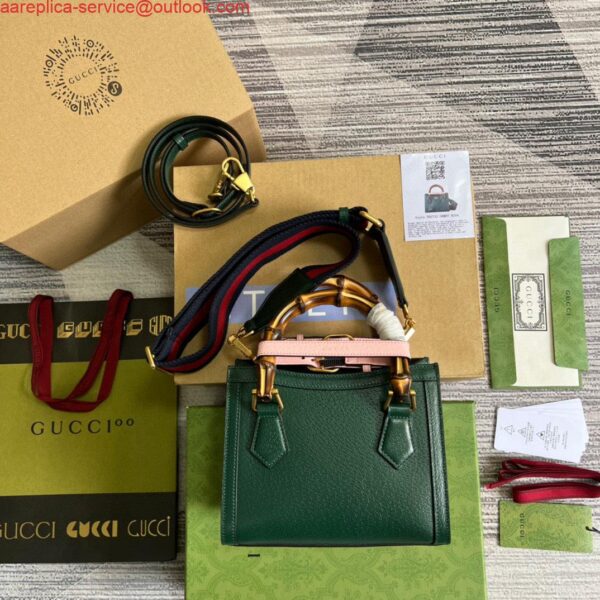 Replica Gucci 702732 Diana Mini Tote Bag Green leather