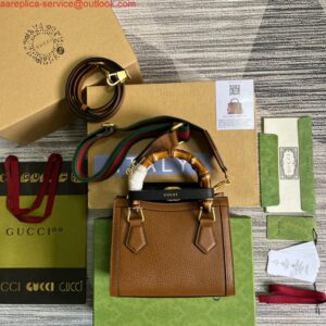 Replica Gucci 702732 Gucci Diana Mini Tote Bag Brown leather