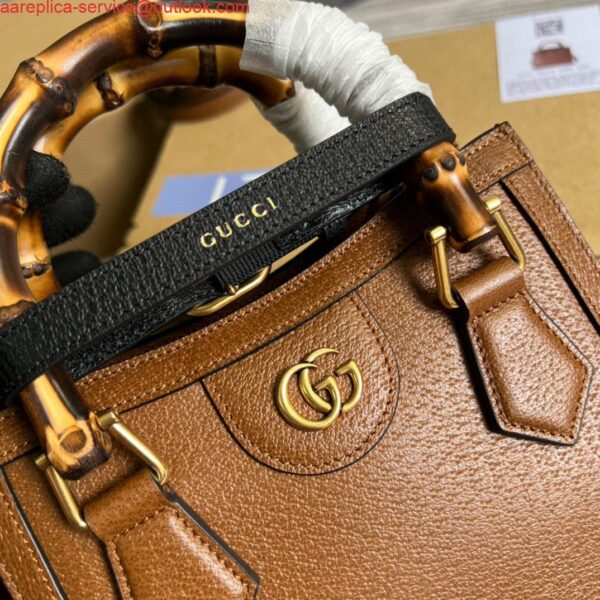 Replica Gucci 702732 Gucci Diana Mini Tote Bag Brown leather 6