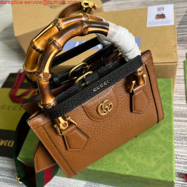 Replica Gucci 702732 Gucci Diana Mini Tote Bag Brown leather 8