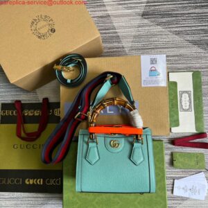 Replica Gucci 702732 Gucci Diana Mini Tote Bag Light blue leather