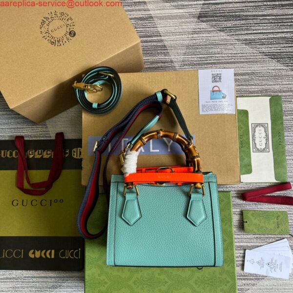 Replica Gucci 702732 Gucci Diana Mini Tote Bag Light blue leather 4