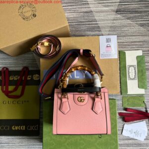 Replica Gucci 702732 Gucci Diana Mini Tote Bag Pink leather