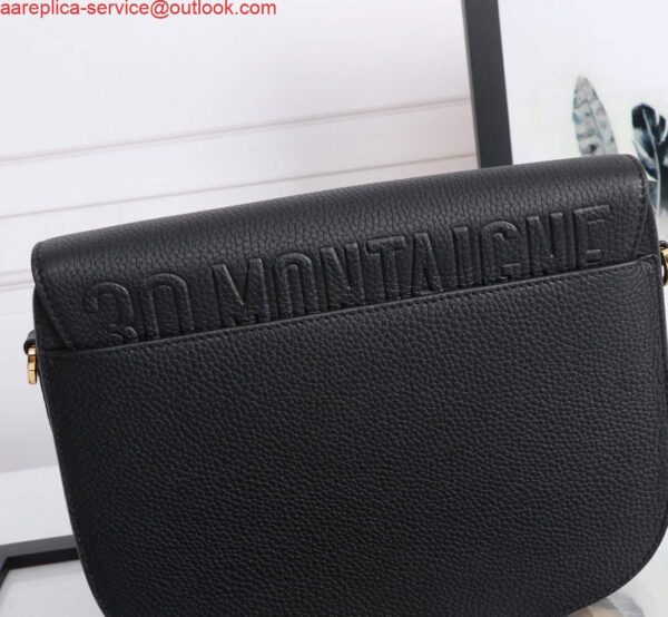 Replica Dior M9320 Large Bobby Bag Black Grained Calfskin with Blue Dior Oblique Strap 5