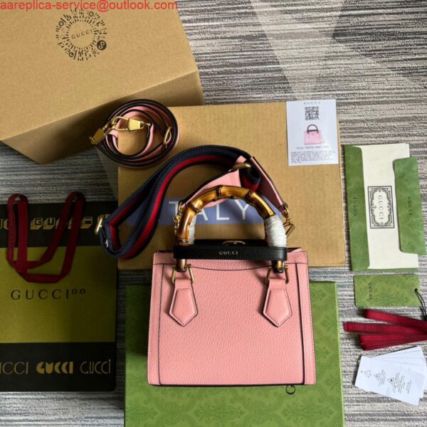 Replica Gucci 702732 Gucci Diana Mini Tote Bag Pink leather 4