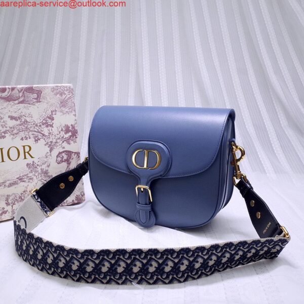 Replica Dior M9320 Large Bobby Bag Blue Box Calfskin with Blue Oblique Strap 3