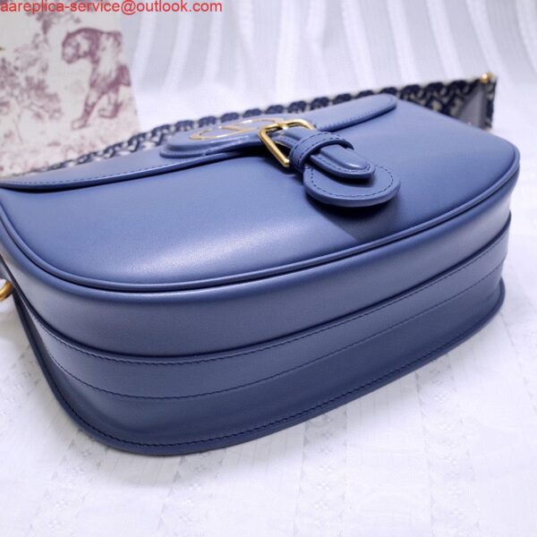 Replica Dior M9320 Large Bobby Bag Blue Box Calfskin with Blue Oblique Strap 4